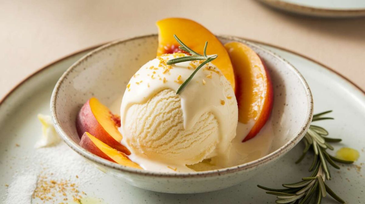 Glace à la pêche et romarin : une expérience gustative estivale