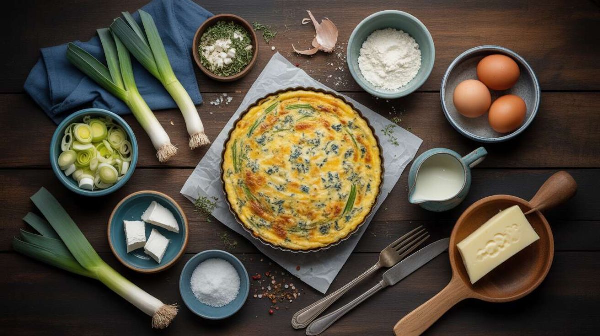 Recette quiche sans pâte : poireau et bleu