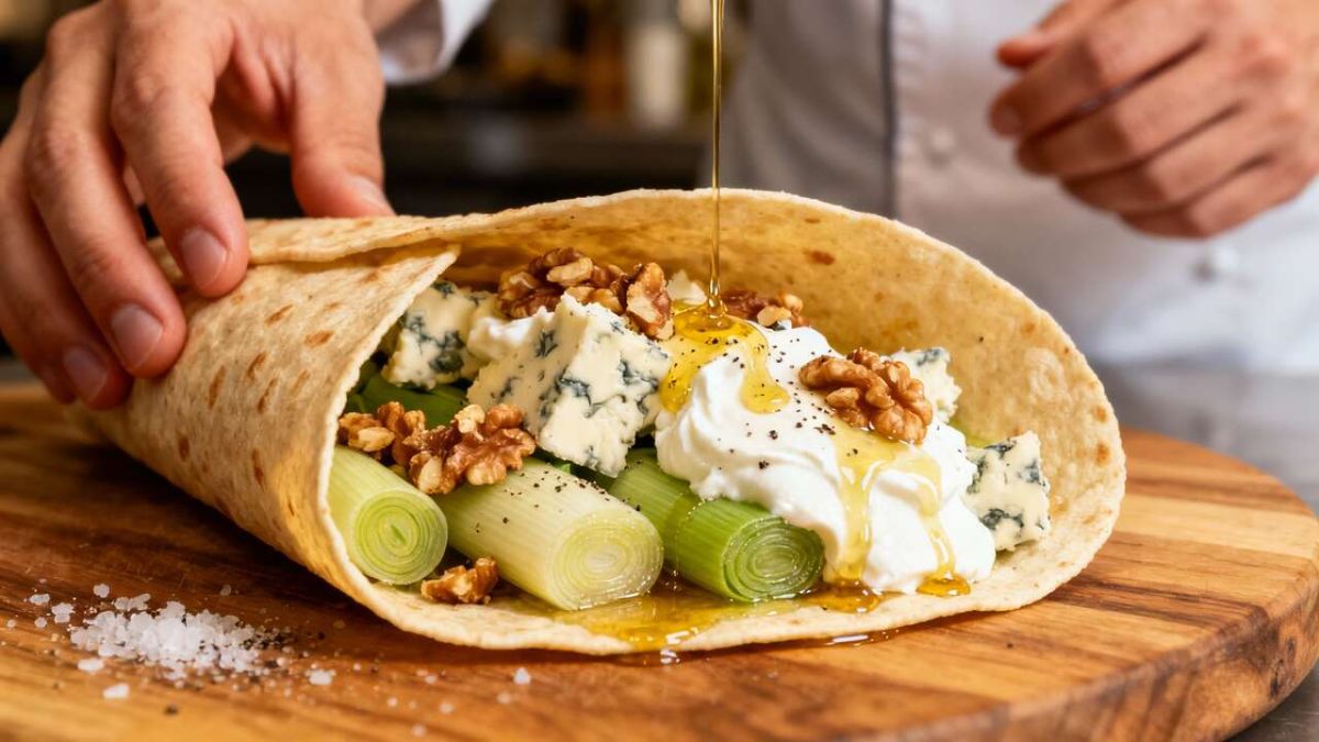 Des wraps au poireau et au bleu qui séduisent les papilles