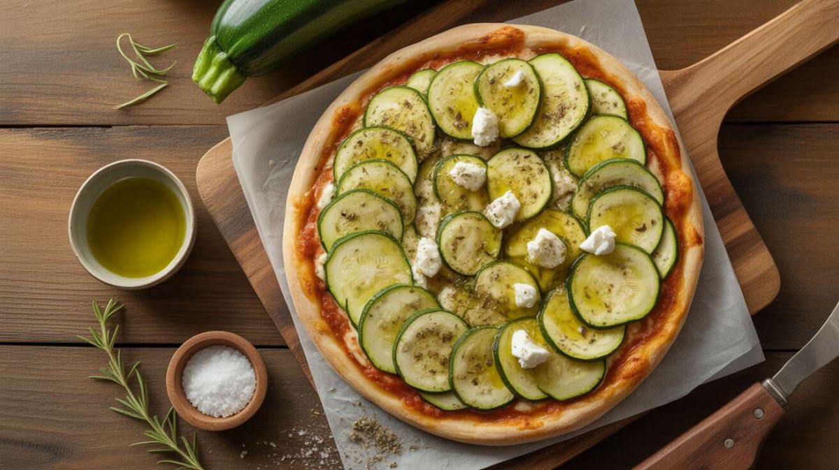Une pizza légère et gourmande aux courgettes et au chèvre frais