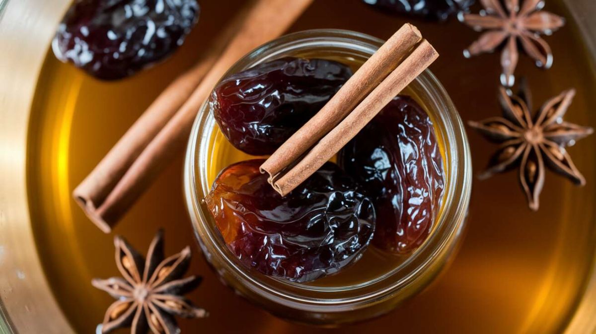 La délicatesse des prunes pochées en sirop de fruits