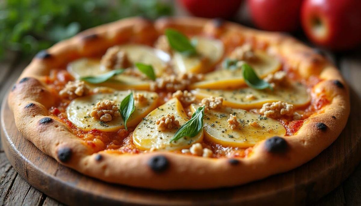 découvrez la pizza aux pommes et gorgonzola : un mariage de saveurs audacieux