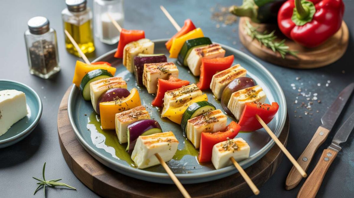 Les brochettes de halloumi et légumes du soleil, un délice à griller