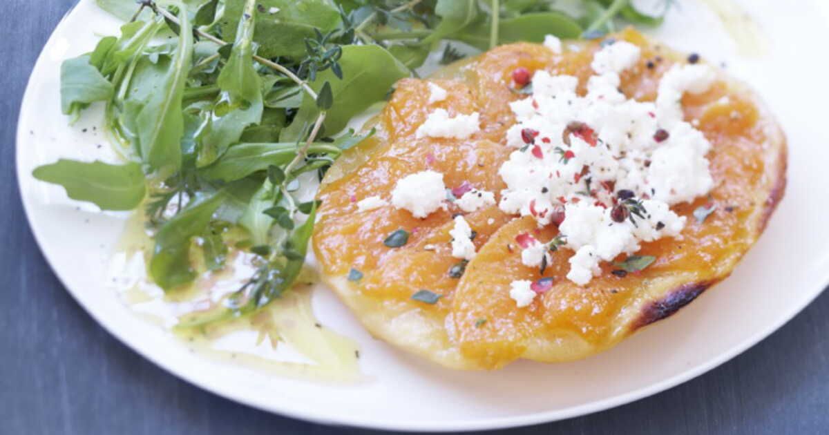 Tatin de melon au thym et chèvre frais