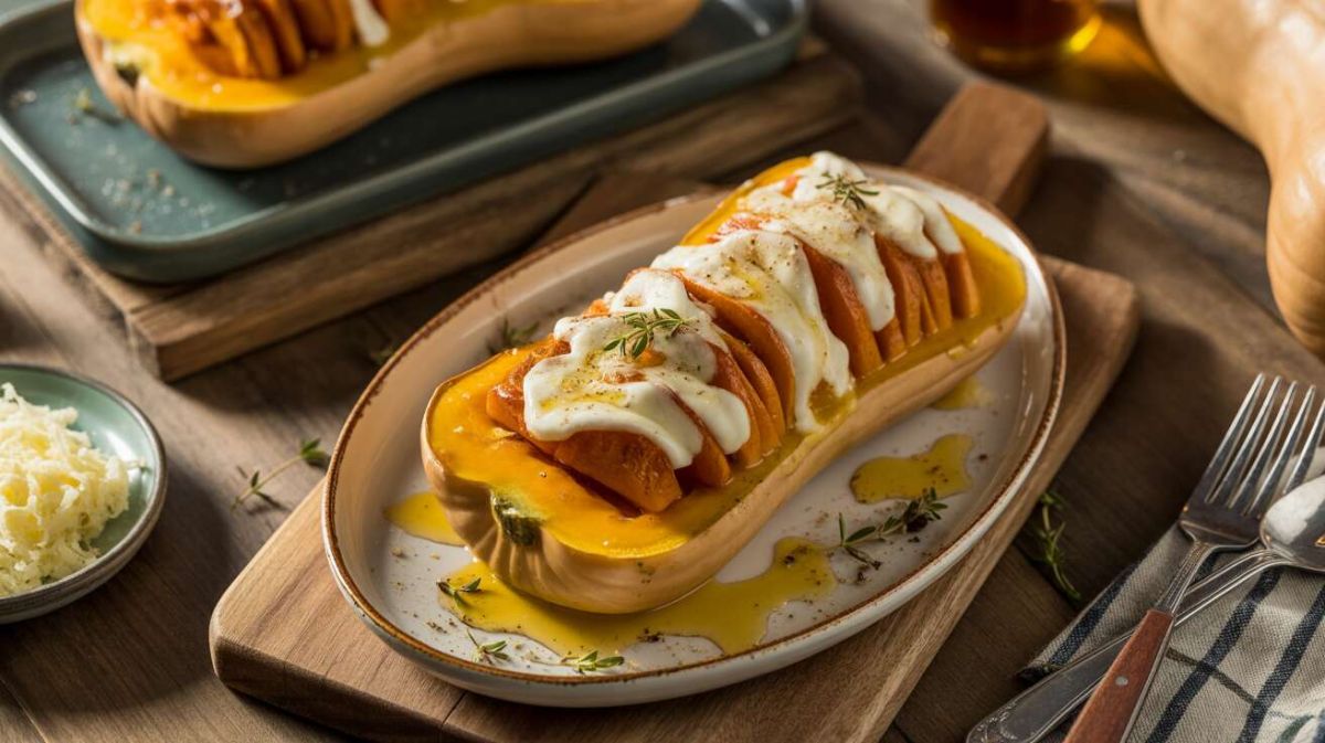 Découvrez la courge butternut hasselback au fromage pour des repas réconfortants