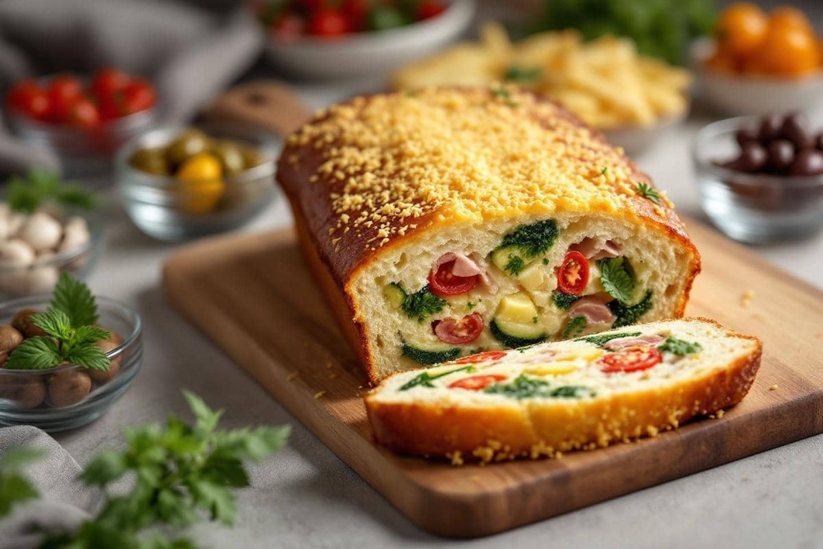 Un cake au fromage râpé prêt en 10 minutes à garnir selon les envies et le contenu du frigo